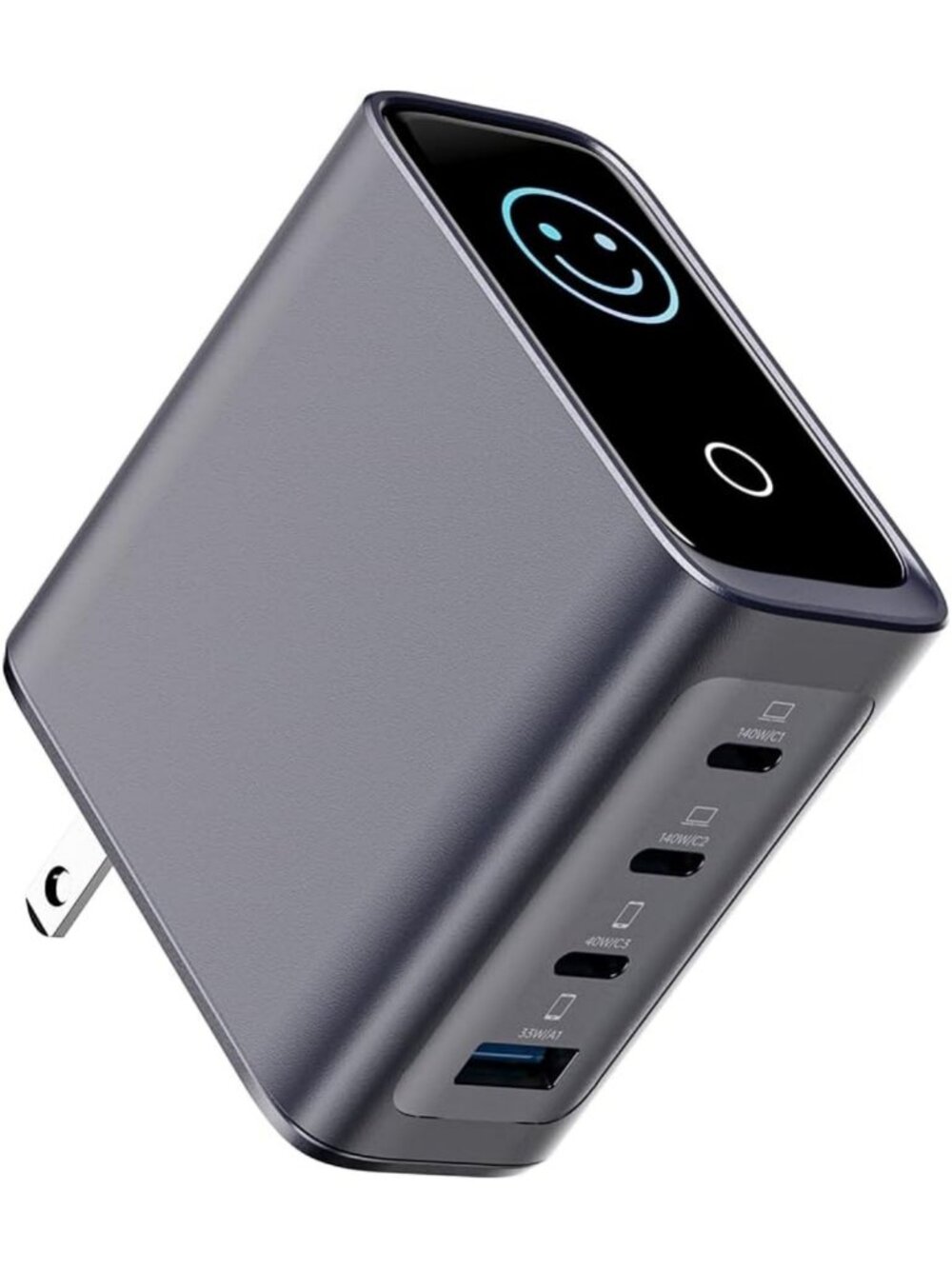 140W GaN Fast Charging Wall Charger with LED Display, Triple USB-C for